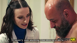 DADDY4K. Brunette nurse cheating in doctor's office with daddy