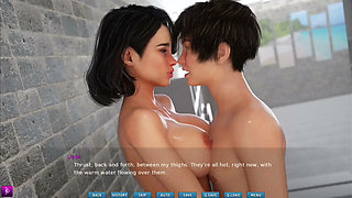 Lady with big boobs and big ass fucks big cock in shower  - gameplay