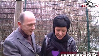 German Grandpa Flirts With Housewife On The Street And Fucks Her
