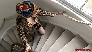 Red XXX in her fur coat and no panties