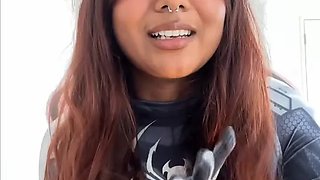 Small desi girl Mia Z masturbates and reacts to hentai