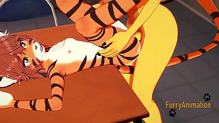 Fur covered Hermaphroditism Anime porn THREE DIMENSIONAL - Mutt Hermaphroditism and Tiger Lady bj and romped with internal cumshot - Anime Manga Chinese Yiff Animation Pornography