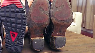 Lesbian foot fetish with a sexy milf and a young teen