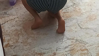 My big-buttocked, turbaned stepmother while cleaning