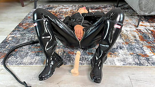 Black Gloss Hunter Boots Masturbation
