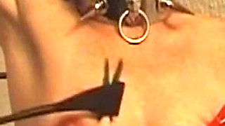 Blindfolded Mature MILF Endures Clamps in Strict Bondage