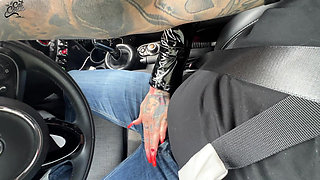 Latex Street Slut Fucks Stranger in Car!