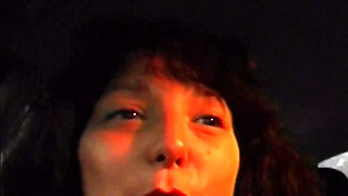 Horny MILF Stuffing Huge Dildo in Highway Adventure