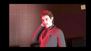 Busty anime babe with a big booty stars in a visual novel game