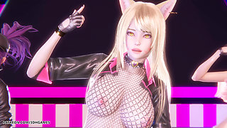[mmd] Blackpink - Whistle Ahri Akali Seraphine Sexy Striptease Dance League of Legends Hentai Uncensored 4K 60fps