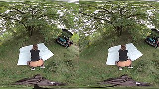 Amateur Brunette's Wild Public Passion in Uniform