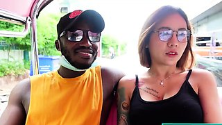 Busty Thai MILF picked up for a dirty interracial threesome