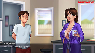 Summertime Saga - Hot Busty MILF Landlady Helps With Her Tenant's Wet Dreams They Get Caught! - By DarkCookie