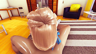 3D Hentai Featuring a Blue-eyed Sexy Blonde Elf - Exciting Handjob, Deepthroat Blowjob, and Thrilling Wall Mouth Fuck Cumshot