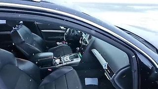 Amateur Couple Goes to the Mountains with Their Car and the Slutty Girlfriend Sucks His Cock.