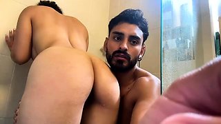 Beautiful babe in interracial shower fuck