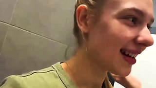 Anal Squirt so Hot in the Mall and Fingering Pink Pussy