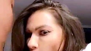 POV blowjob footjob handjob with Karla Kush eating cum