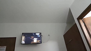 18 year old brunette big saggy tits from New York United States fucking her stepbrother's big dick bed