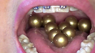 Swallowing and Putting Golden Pearls in My Vagina