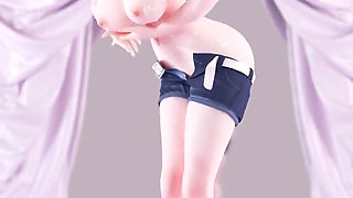 mmd  aoa - Heart Cropped Shorts Belly Top Striptease