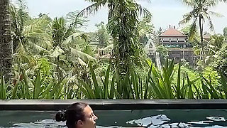 Teasing in See-thru Dress Outdoor at the Pool, Strip