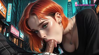 Public AI anime fantasy as the big-titted beauty gets pounded in city alleyway