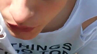 Sloppy Outdoor Blowjob and Cum Swallow with Stranger Outdoors