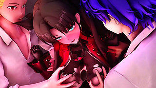Fate Grand Order - Rin Tohsaka Public Toilet Gangbang - 3D Hentai Animations