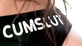 Brunette teen Natalie Brooks POV blowjob cum swallow