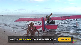 Passionate fucking on the beach with a stunning blonde with big tits