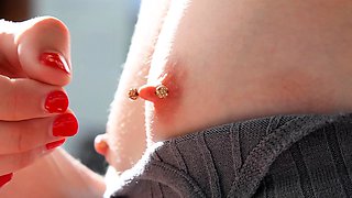 Sexy brunette teen outdoor masturbation