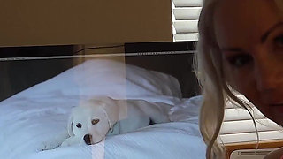 Busty Blonde Slut Wife Rides the Sybian for a Fan