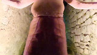 Outdoor Light Shows for the Slut in Thigh-high Boots Gagged with a Butt Plug