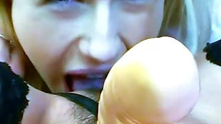 POV lesbian fucks skinny teen Welli and Daria with strapon to orgasm