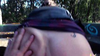 Public cougar cockriding lucky stranger