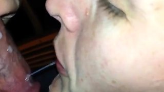 Cum-Hungry Girl Sucks and Swallows