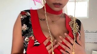 Wet tattooed raven babe Sahron with big boobs masturbates