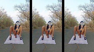 Rubidoll Hooker has butt sex hump with a black wood BIG BLACK COCK