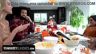 Asian Lesbian Orgy with Blonde BFFs - Thanksgiving Celebration Pussy Licking & 69