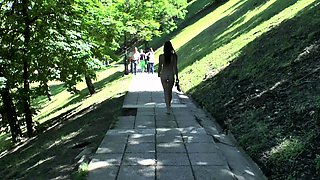 Amateur teen flashing and public nudity of blonde