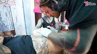 Inked lovers Big Dick four way merry's tattooed escapade