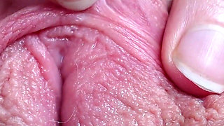 I Pull the Hood off My Clit and Touch It Closeup