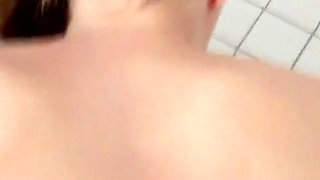Stunning brunette enjoying in threesome fuck indoor and outdoor