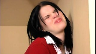 Group of fetish lesbians spank and dominate