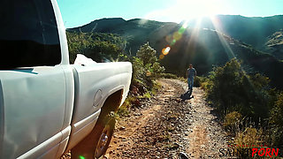 Cute Skinny Blonde Gets Fucked Standing up by the Side of the Road