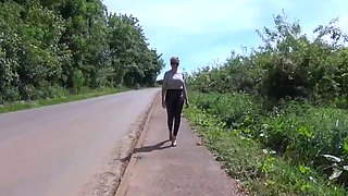 Lady Sonia - Baby Oil And Masturbation Outdoors In The