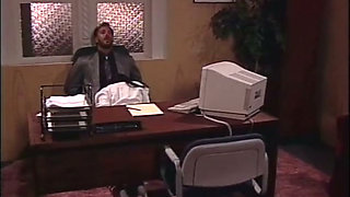 Beautiful big boobs asian girl pussy fucking threesome in the office