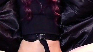 Rebecca Diamante Tries on Her Long Black Genuine Leather Trench Coat