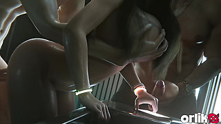 Tifa Lockhart Invites Two Guys to Fuck in the Club Private Room - 3D Animation